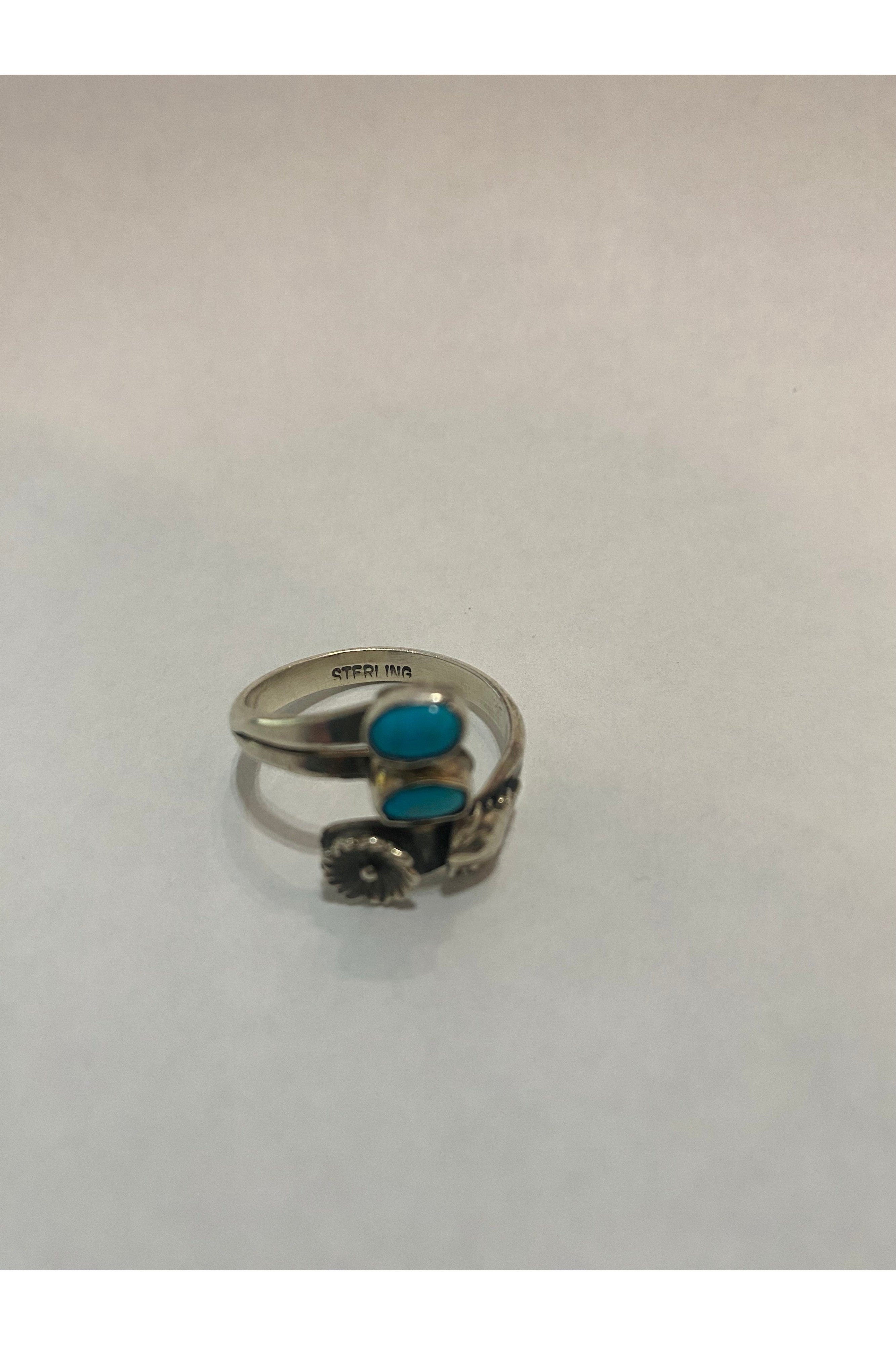 Floral Leaf Turquoise Ring