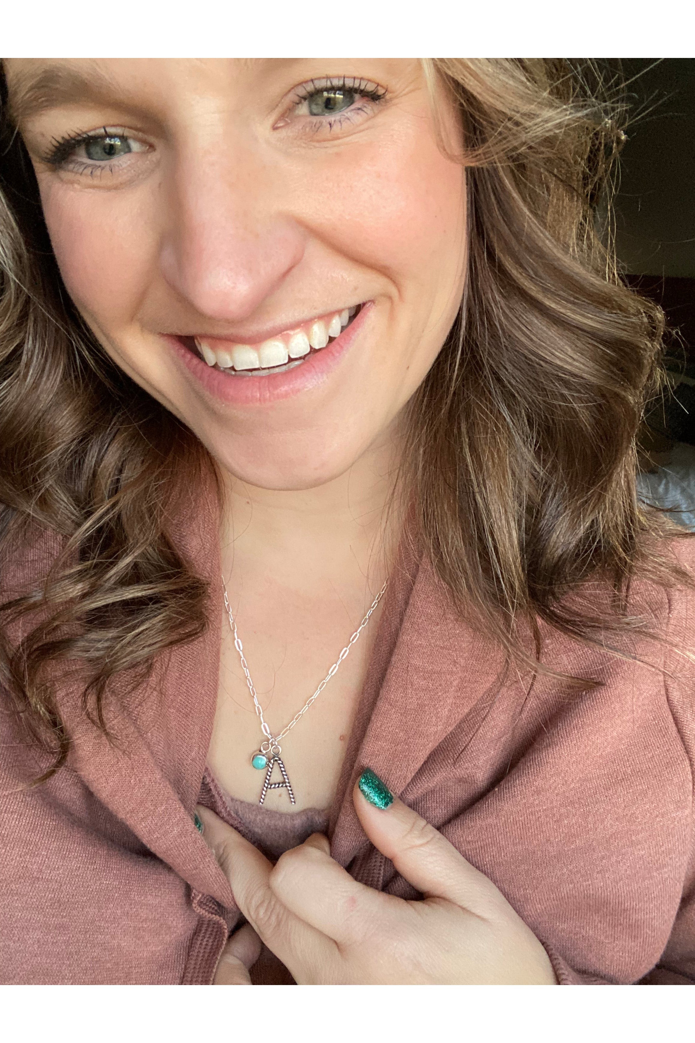 Twisted Initial Turquoise Necklace