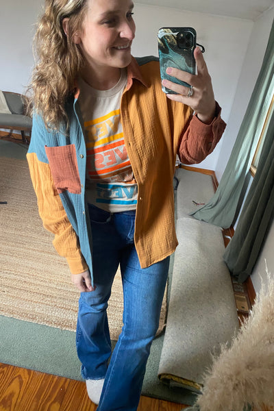 Tri-Color Button Up