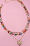 Colorful Beaded Heart Necklace