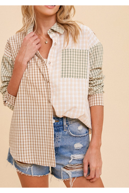 Mixed Chex Button-Up