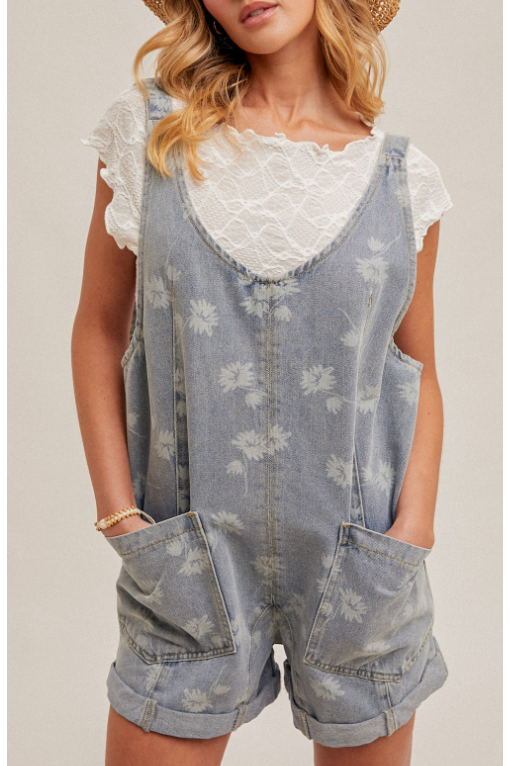 Flower Denim Overall
