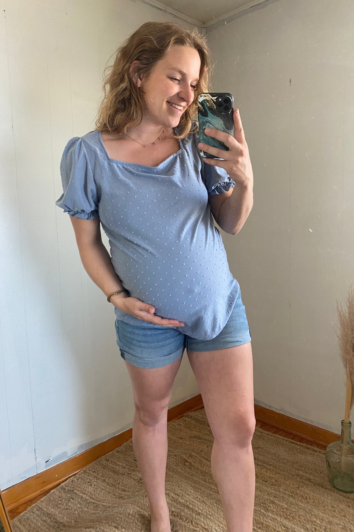 Swiss Dot Blue Top
