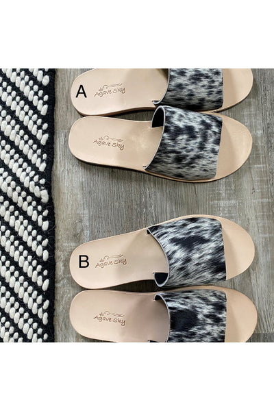 Cowhide Slide - Salt & Pepper